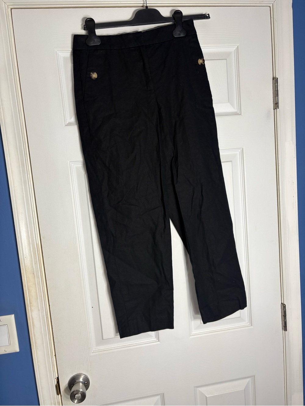 J. Crew Black Chinos with Gold Button Detail
